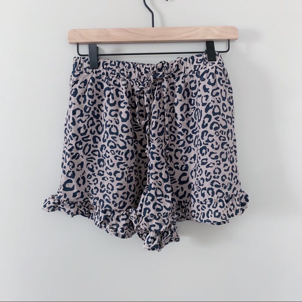 cheetah print flowy ruffle shorts